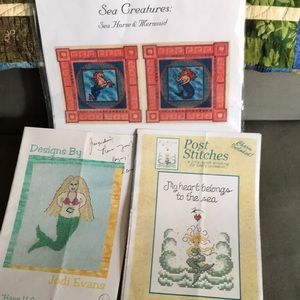 Sea Creatures Cross Stitch Kit - Mermaid and Seahorse